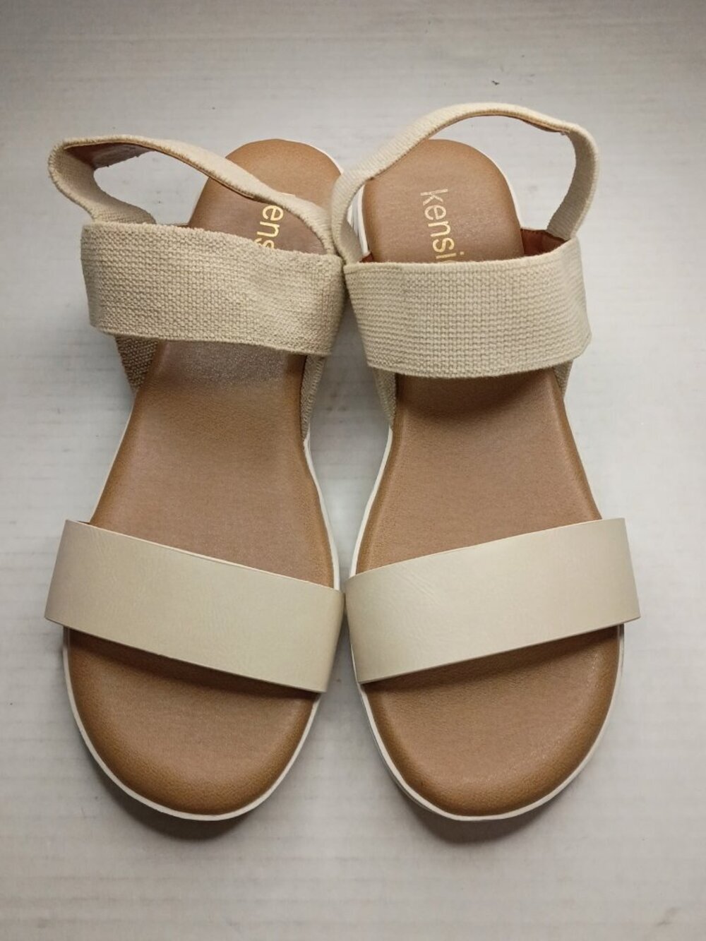 Kensie Everlee Tan Stretch Strap Platform Sandals Women’s Size 10M